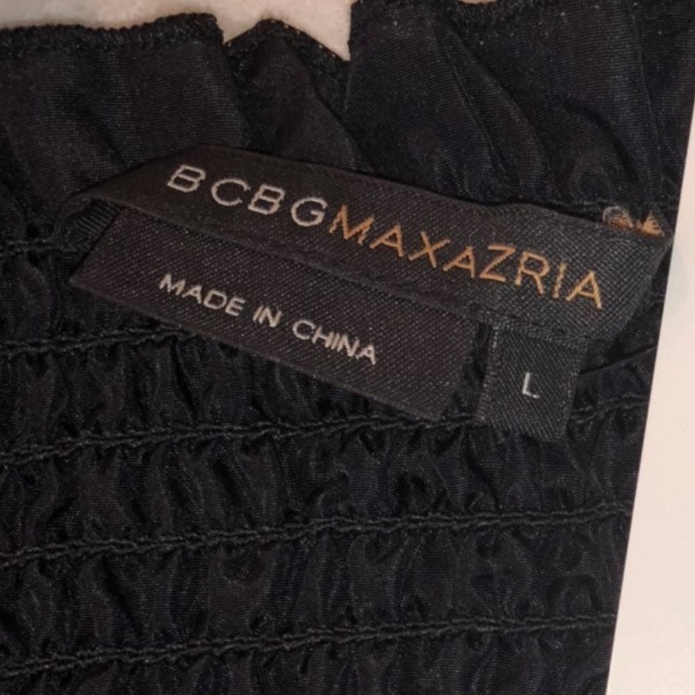 BCBGMaxAzria Black Silk Strapless Dress, Sz Lg - Picture 6 of 8